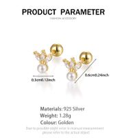 1 Pair Ig Style Commute Flower Plating Inlay Sterling Silver Artificial Pearls Zircon 18k Gold Plated White Gold Plated Ear Studs main image 2