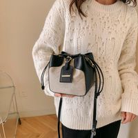 Women's Pu Leather Solid Color Classic Style Bucket String Bucket Bag sku image 3