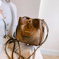Women's Pu Leather Solid Color Classic Style Bucket String Bucket Bag sku image 4