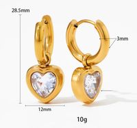 304 Stainless Steel 16K Gold Plated White Gold Plated Gold Plated Simple Style Inlay Heart Shape Zircon Bracelets Earrings Necklace main image 4
