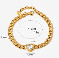 304 Stainless Steel 16K Gold Plated White Gold Plated Gold Plated Simple Style Inlay Heart Shape Zircon Bracelets Earrings Necklace main image 2