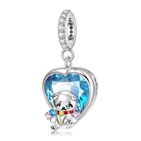 Original Design Cute Simple Style Rabbit Animal Dog Sterling Silver Inlay Zircon Jewelry Accessories sku image 7