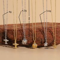 Elegant Simple Style Streetwear Tortoise Elephant Airplane Copper 14k Gold Plated White Gold Plated Zircon Pendant Necklace In Bulk main image 9