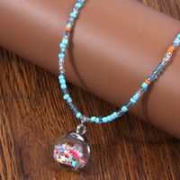 Ethnic Style Colorful Seed Bead Women's Earrings Necklace Jewelry Set sku image 2