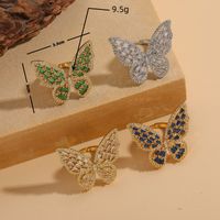 Ig Style Simple Style Butterfly Copper Plating Inlay Zircon 14k Gold Plated White Gold Plated Open Rings main image 8