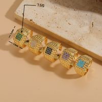 Casual Simple Style Square Copper Plating Inlay Zircon 14k Gold Plated Open Rings main image 9