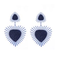 1 Pair Vacation Heart Shape Stoving Varnish Braid Raffia Drop Earrings main image 5