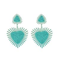 1 Pair Vacation Heart Shape Stoving Varnish Braid Raffia Drop Earrings sku image 2