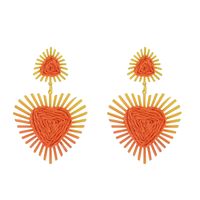 1 Pair Vacation Heart Shape Stoving Varnish Braid Raffia Drop Earrings sku image 3