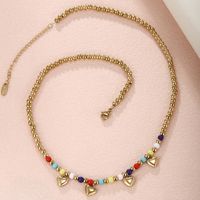304 Stainless Steel 18K Gold Plated XUPING Bohemian Pearl Plating Inlay Heart Shape Butterfly Artificial Gemstones Necklace main image 6