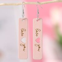 1 Pair Retro Letter Wood Drop Earrings main image 3