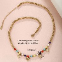304 Stainless Steel 18K Gold Plated XUPING Bohemian Pearl Plating Inlay Heart Shape Butterfly Artificial Gemstones Necklace sku image 3
