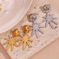 1 Pair Vintage Style Simple Style Classic Style Coconut Tree Plating Stainless Steel 18k Gold Plated Drop Earrings main image 1