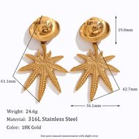 1 Pair Vintage Style Simple Style Classic Style Coconut Tree Plating Stainless Steel 18k Gold Plated Drop Earrings main image 2