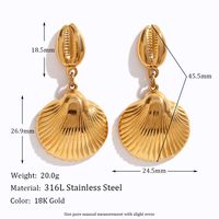 1 Pair Vintage Style Simple Style Classic Style Conch Shell Plating Stainless Steel 18k Gold Plated Drop Earrings main image 2