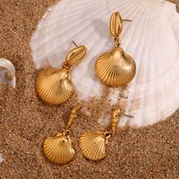 1 Pair Vintage Style Simple Style Classic Style Conch Shell Plating Stainless Steel 18k Gold Plated Drop Earrings main image 4