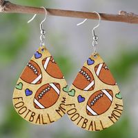 1 Pair Retro Water Droplets Wood Drop Earrings main image 1