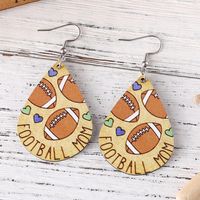 1 Pair Retro Water Droplets Wood Drop Earrings main image 3