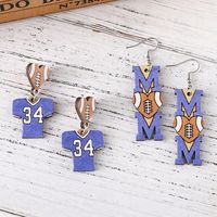 1 Pair Retro Letter Wood Drop Earrings main image 6