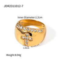 316 Stainless Steel  IG Style Plating Inlay Cross Zircon Rings main image 2