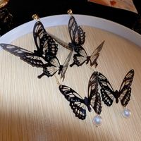 1 Pair Elegant Sweet Butterfly Inlay Arylic Artificial Pearls Drop Earrings main image 4