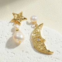 1 Pair Ig Style Simple Style Geometric Plating Inlay Copper Pearl Zircon 14k Gold Plated Earrings main image 3