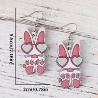 1 Pair Cute Retro Rabbit Printing Wood Drop Earrings main image 2