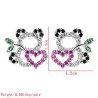 1 Pair Modern Style Panda Plating Inlay Copper Zircon White Gold Plated Ear Studs main image 2