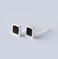 1 Pair Simple Style Triangle Square Heart Shape Epoxy Sterling Silver Ear Studs sku image 4