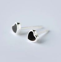 1 Pair Simple Style Triangle Square Heart Shape Epoxy Sterling Silver Ear Studs sku image 2