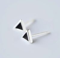 1 Pair Simple Style Triangle Square Heart Shape Epoxy Sterling Silver Ear Studs sku image 1