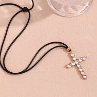 Simple Style Classic Style Cross Stainless Steel Rope Plating Inlay Zircon 18k Gold Plated Women's Pendant Necklace main image 3