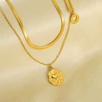 304 Stainless Steel 18K Gold Plated Simple Style Plating Heart Shape Double Layer Necklaces main image 7