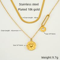 304 Stainless Steel 18K Gold Plated Simple Style Plating Heart Shape Double Layer Necklaces sku image 1