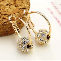 Wholesale Jewelry Elegant Ball Alloy Artificial Gemstones Plating Inlay Hoop Earrings sku image 1