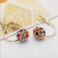 Wholesale Jewelry Elegant Ball Alloy Artificial Gemstones Plating Inlay Hoop Earrings sku image 3