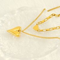 Edelstahl 304 18 Karat Vergoldet Einfacher Stil Überzug Herzform Doppellagige Halsketten main image 3