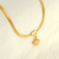 304 Stainless Steel 18K Gold Plated IG Style Simple Style Plating Heart Shape Pendant Necklace main image 4