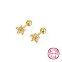 1 Pair Ig Style Commute Shiny Flower Plating Inlay Sterling Silver Zircon 18k Gold Plated White Gold Plated Ear Studs main image 1
