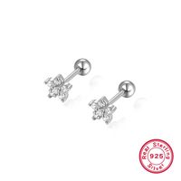 1 Pair Ig Style Commute Shiny Flower Plating Inlay Sterling Silver Zircon 18k Gold Plated White Gold Plated Ear Studs main image 3