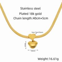 304 Stainless Steel 18K Gold Plated IG Style Simple Style Plating Heart Shape Pendant Necklace sku image 1