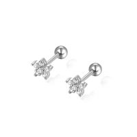 1 Pair Ig Style Commute Shiny Flower Plating Inlay Sterling Silver Zircon 18k Gold Plated White Gold Plated Ear Studs main image 5