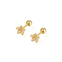 1 Pair Ig Style Commute Shiny Flower Plating Inlay Sterling Silver Zircon 18k Gold Plated White Gold Plated Ear Studs main image 4