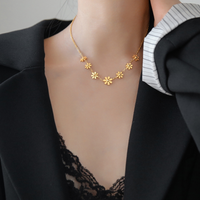 Titanium Steel 18K Gold Plated Sweet Simple Style Daisy Bracelets Earrings Necklace sku image 6