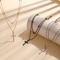 Punk Simple Style Classic Style Cross Alloy Copper Spray Paint Layered Chain Women's Double Layer Necklaces main image 4