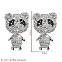 1 Paire Sucré Style Simple Panda Placage Incruster Le Cuivre Zircon Or Blanc Plaqué Boucles D'oreilles main image 2