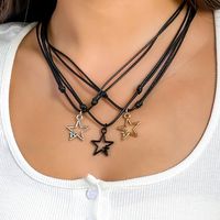 Casual Simple Style Commute Star Alloy Leather Wax Line Hollow Out Women's Pendant Necklace main image 3