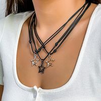 Casual Simple Style Commute Star Alloy Leather Wax Line Hollow Out Women's Pendant Necklace main image 1