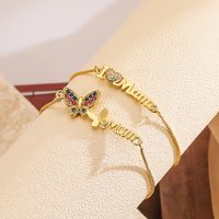 Simple Style Letter Butterfly Copper Plating Inlay Zircon 18k Gold Plated Bracelets main image 1