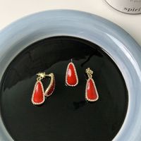 1 Pair Casual Simple Style Water Droplets Inlay Alloy Zircon Ear Studs main image 5